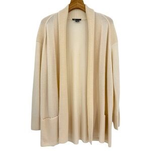 Vince Shawl Collar Wool Cashmere Tunic Cardigan in Cream Size M